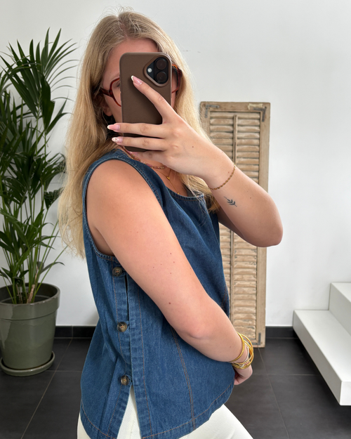 Top denim sans manches June